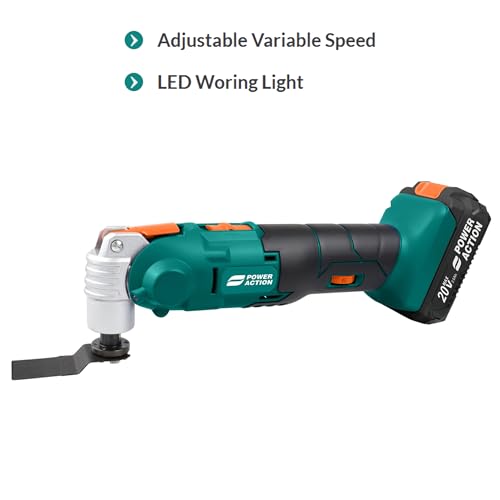 Image of Sulfar Power Action Cordless Multi-Function Saw Quick Change Accessory System, Adjustable Variable Speed for Wood, Metal, Plastic, Ceramic (CMFS20)
