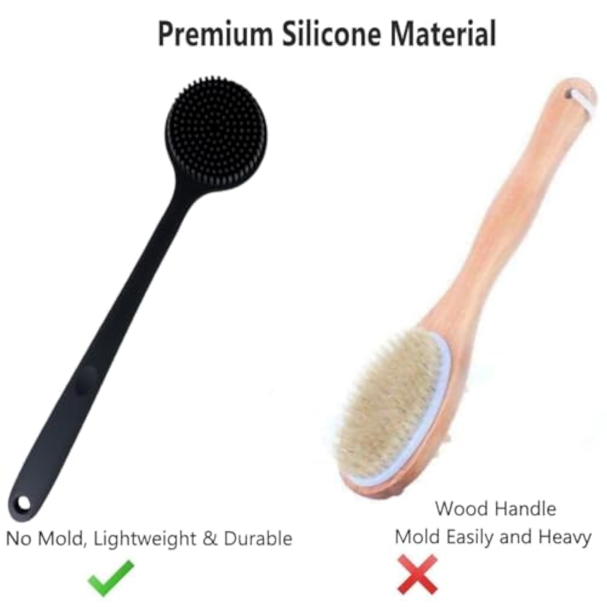 2 in 1 Silicone Bath Brush Back Scrubber