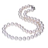 エレガントなイミテーションパールネックレス（オーシャンライクビーズカラーラウンドフェイクパールストランド）レディース 女性用シルバーアンクルブレスレット (White, 50cm)#0721