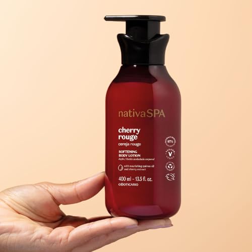 O Boticário Nativa SPA Cherry Rouge Velvety Body Lotion, Firming and Smoothing, 400ml, with Quinoa Oil and Cherry Extract - Image 4
