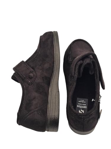 Zapatilla Ancho Especial Unisex para Pies Delicados, Negro, Cierre de Velcro (Sistema Tallas Calzado EU, Adulto, Números, Mediano, 43)