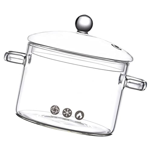 Vaguelly Casserole en verre avec couvercle - 1500 ml - Transparente - En verre borosilicate - Pour cuisinière à induction