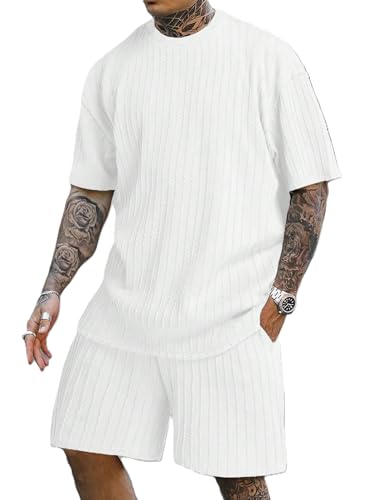 Image of Zilcon Men's 2 Pieces Outfits Casual Quarter Zip Polo Shirt and Shorts Set Athletic Jogging Summer Tracksuit