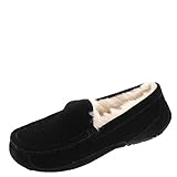 Hitzegeprägtes UGG-Logo UGG Unisex Kinder Ascot Slipper, Black Suede, 32.5 EU
