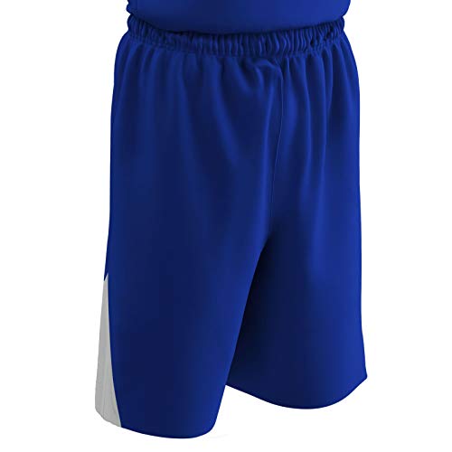 Short de basketball réversible polyester Champro BBS4ARY2X respirant bleu et blanc taille XXL
