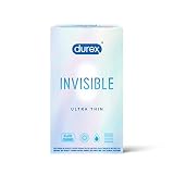 Condoms, Ultra Thin Lubricated Natural Latex, Durex Invisible Condoms, 8 Count - Ultra Sensitive, Lu