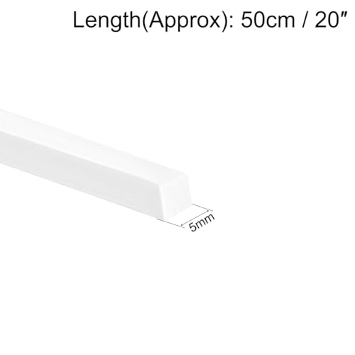 Image of uxcell 4pcs ABS Plastic Square Bars Rod 5mm x 5mm x 20 inch ABS Plastic Square Bar Rod for Architectural Model Making DIY White