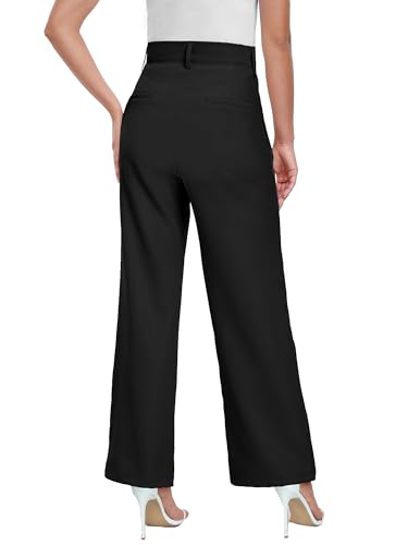 ELLEVEN Wide Leg Dress Pants for Woman, High Waisted Business Casual Work Trousers with Pockets3