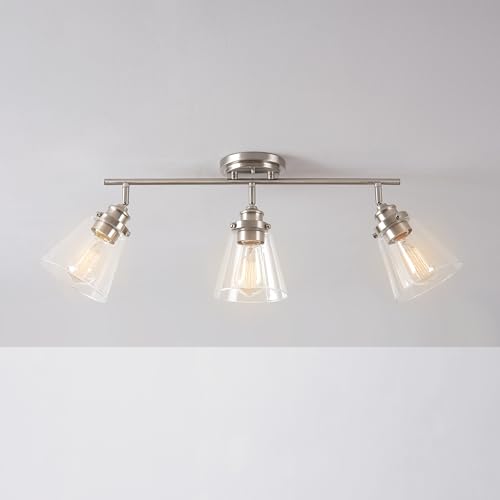Globe Electric 59628 Jackson 3-Light Track Lighting, Brushed Nickel, Clear Glass Shades, Silver, Bulb Not Included by Globe Electric - Image 4
