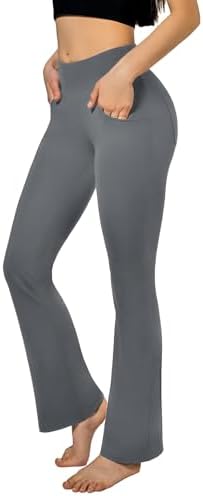 SINOPHANT Flared Yogahose Damen Leggings High Waist Schlaghose Blickdicht Leggins Bootcut Jogginghose with Taschen