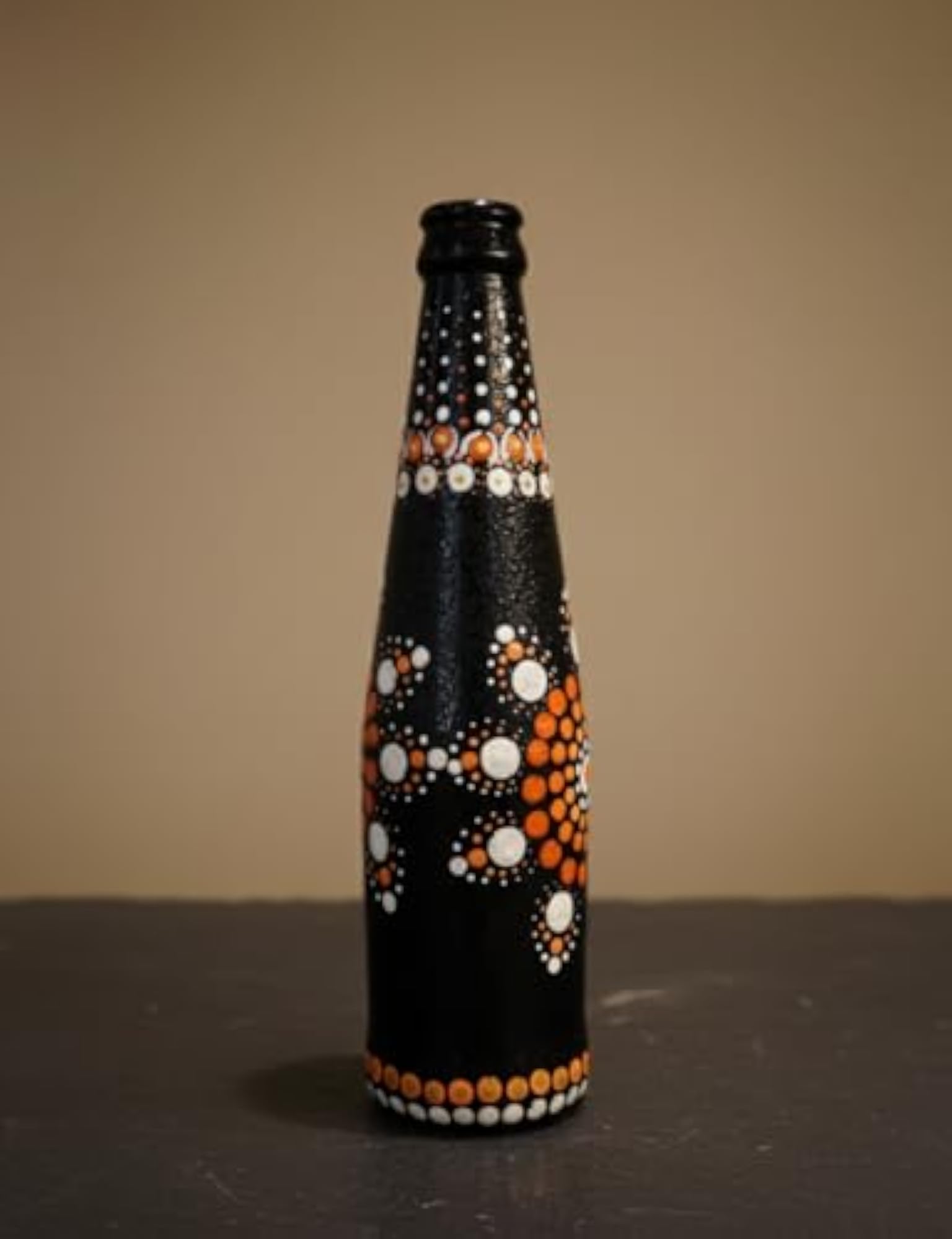 Hand Painted Decorative Glass Bottle, Mandala Art