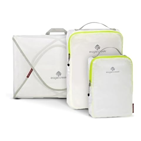 Eagle Creek Pack-It Specter Packing Cubes for Travel Starter Set - Durable, Ultra-Lightweight, Water-Resistant Suitcase Organizer Bags for Clothing, White/Strobe Cover