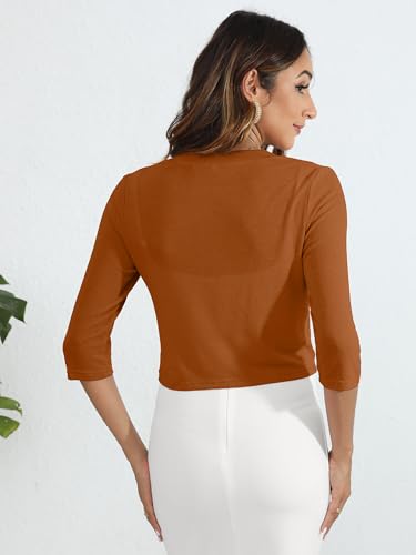 Image of Heymoments Women's Thin Shrugs 3 /4 Sleeve Lightweight Cropped Sweaters Open Front Cardigan for Dress