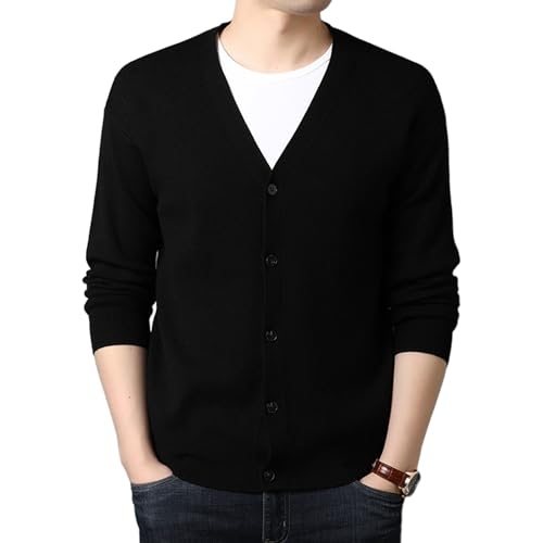 Mens V Neck Slim Cardigans Basic Designed Cotton Pockets Cardigan Long Sleeve Button Down Casual Knitted Sweater
