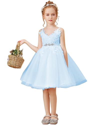 Lace Spaghetti Strap Wedding Flower Girl Dress 2024 Summer Formal Evening Short Pageant Party Dresses