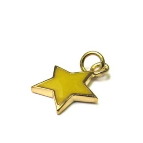 ServiceCharms Sterling Silver Gold Plated and Enamel Yellow Star Charm