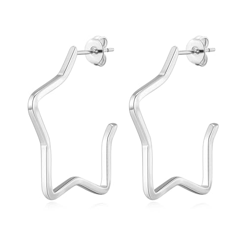 Philip Jones Silver Plated Star Hoop Earrings