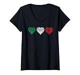 Womens Love Italia Flag Hearts Italy Italian Italiano V-Neck T-Shirt