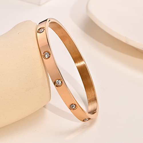 image for MPRAINBOW Gold Bracelets for Women, 2Pcs 18K Gold Plated Cubic Zirconi