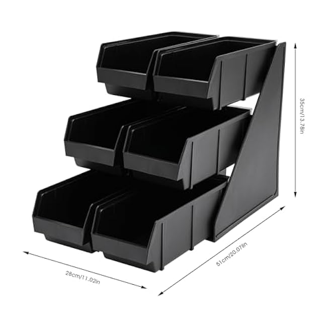 6 Compartments Upright Breakroom Coffee Condiment Storage Organizer Bin 3-Tier, Condiment-Organizer, 3 Tiers Compact Wooden Coffee Station Organizer, for Counter