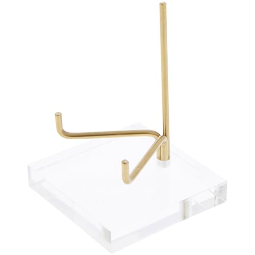 Plymor Clear Acrylic Base with Adjustable Brass Rods to Hold Rock, Fossil, and Mineral Specimen, 3.25