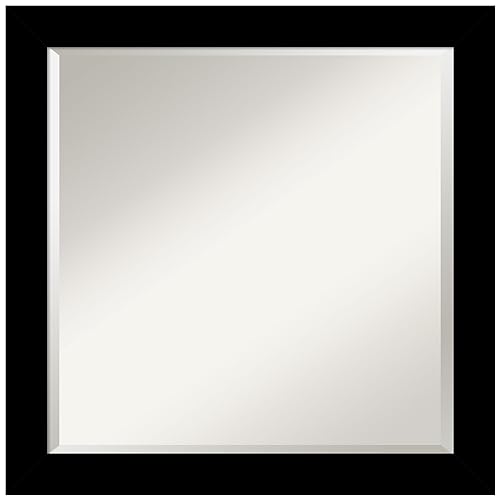 Amanti Art Black Wall Mirror 23x23 Brushed Black Square Bathroom Mirror for Wall Decor Living Room, Medium Modern Frame, Hangs Horizonally and Vertically, Bathroom Decor, Beveled Edge