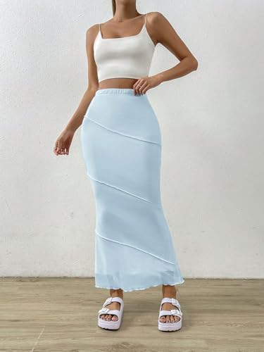 Trend Women's Summer Basic Skirt Elegant Solid Mesh Skirt For Beach4