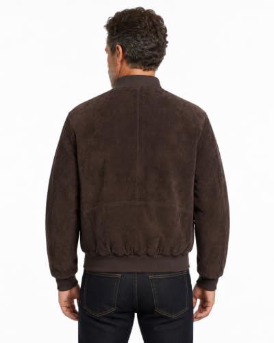 Image of REED EST. 1950 Men's Luxury Suede Leather Baseball Jacket - Premium Soft Suede with Smooth Interior Lining