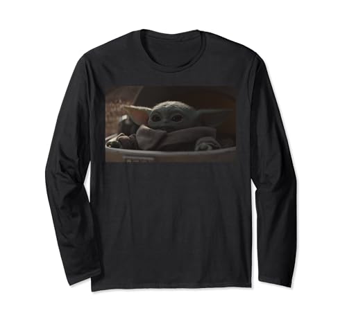 T-shirt Star Wars The Child manches longues noir imprimé photo pour fan de la saga
