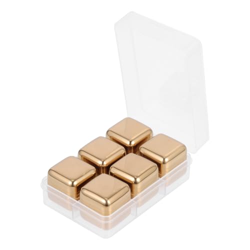 Image of UKCOCO Reusable Drinking Ice Cube Made of Food-Grade Plastic and Stainless Steel, Golden Colour, Sturdy Household Metal Ice Cube that Will Not Water Down Beverages, for Cooling Drinks