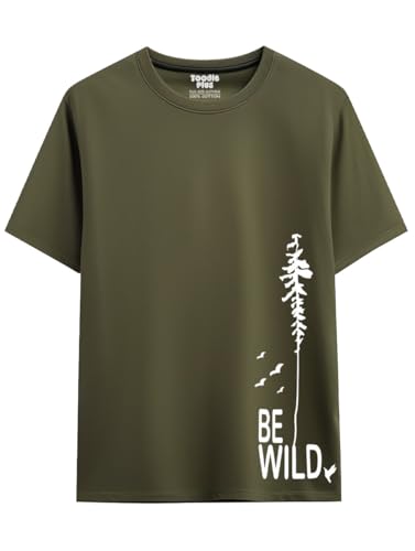 Image of Toodlegram - 100% Pure Cotton Plus Size T Shirt for Men- Regular Fit - Half Sleeve Roundneck Stylish Tshirt - Graphic Printed Be Wild (Size - 2XL to 10XL)