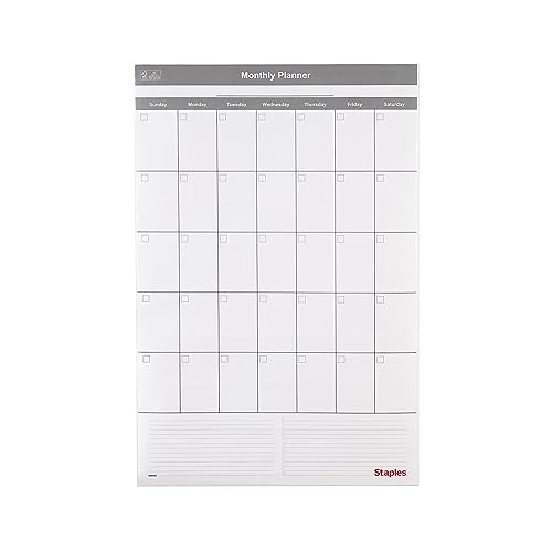 Staples 24-inch x 36-inch Monthly Dry-Erase Wall Calendar, Reversible, White/Gray, 2/Pack (ST60365-22VS)