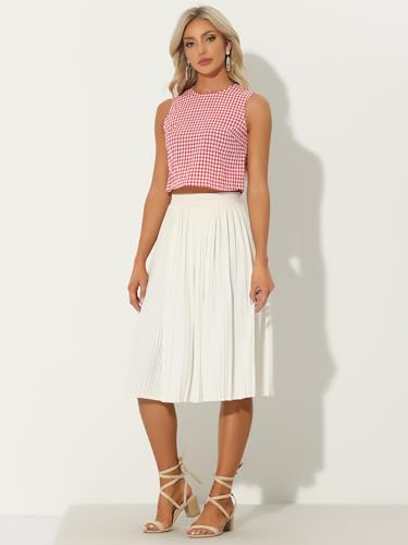 Allegra K GinghamTop for Women's Sleeveless 1950s Vintage Summer Blouse4