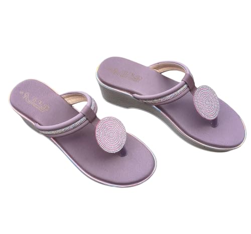 Image of Women's Pink Rhinestone Embellished Toe Ring Flat Sandals