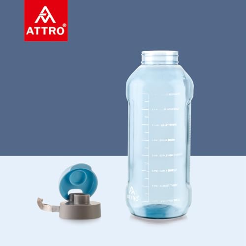 Image of ATTRO Ultra Pro Motivational 1.5-Liter BPA-Free Water Bottle with Leak-Proof Flip-Top Cap, Nylon Strap and Stylish Color for Daily Hydration- Blue-Set Of 6