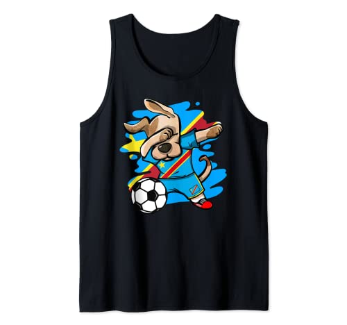 Dabbing Dog DR Congo Fútbol Fans Jersey Congoleño Fútbol Camiseta sin Mangas