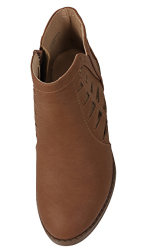 Soda Girl's Triangle Cutout Side Chunky Stacked Heel Ankle Boot4