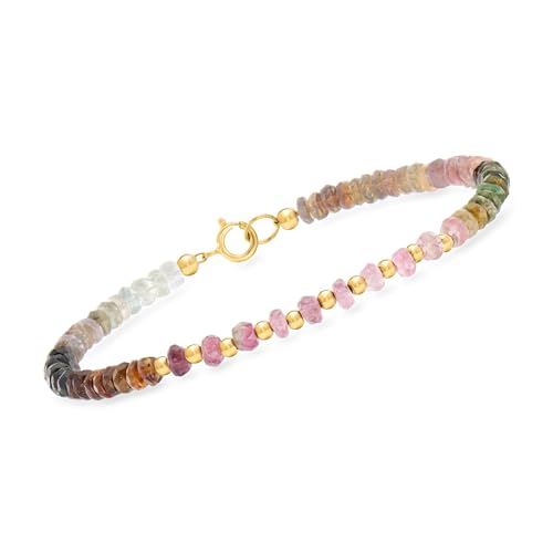 Ross-Simons 16.00 ct. t.w. Multicolored Tourmaline Bead Bracelet in 10kt Yellow Gold
