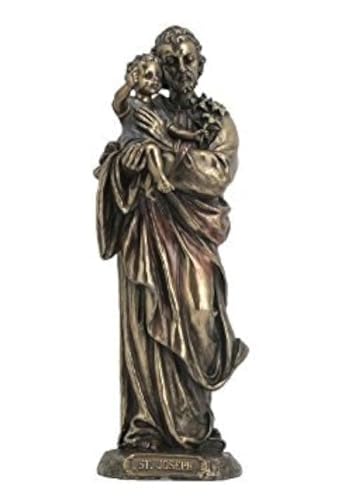 Estatua de San José con Niño Jesús 8.25" bronce frío