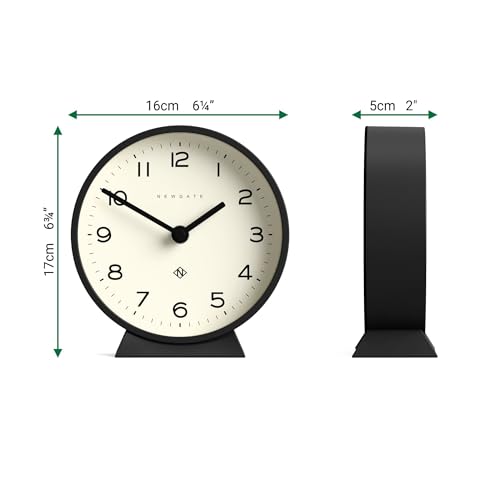 NEWGATE® M Mantel Echo Desk Clock | Modern Round Design | Black | Easy to Read Numbers | Contemporary Style for Desk, Table, Shelf or Bedside
