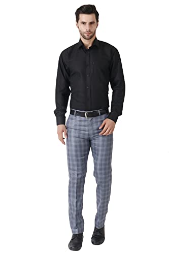 Image of MALENO Men's Polycotton Slim Fit Checkered Trouser |Trousers for Office, Party | Men Formal Pant