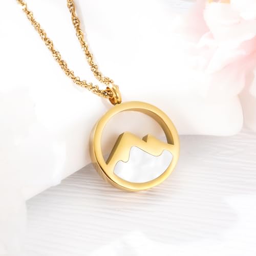 XIUDA Mountains-Faith Cremation Urn Necklace for Ashes Keepsake Stainless Steel Cremation Jewelry for Human Ashes Memorial Urn Pendant for Women3