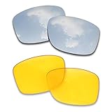 SOODASE Para Oakley Jupiter Squared Gafas de sol Plata/Amarillo Transparentee 2 Pares Lentes de repuesto