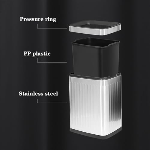 Papelera de baño de acero inoxidable con 2.6 galones de capacidad y diseño delgado 4