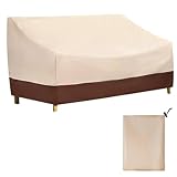 GLOBLELAND Beige Braune 2 Sitzer Gartenmöbelabdeckung 147x83x79 cm Wasserdicht Oxford Sofaabdeckung Terrassenstuhl Und Zweisitzer Überzug Für Gartenmöbel Terrasse Hof Balkon