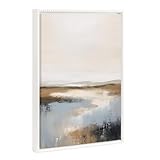 Kate and Laurel Sylvie Beaded Idyllic Retreat Vintage Framed Canvas Wall Art by Amy Lighthall, 18x24 White, Abstract Watercolor Landscape Art for Wall