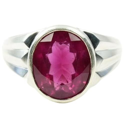55Carat Bague en argent sterling 925 avec rubis véritable pour homme - 3 carats - Ovale - Taille 48 à 68, Rubis naturel.,