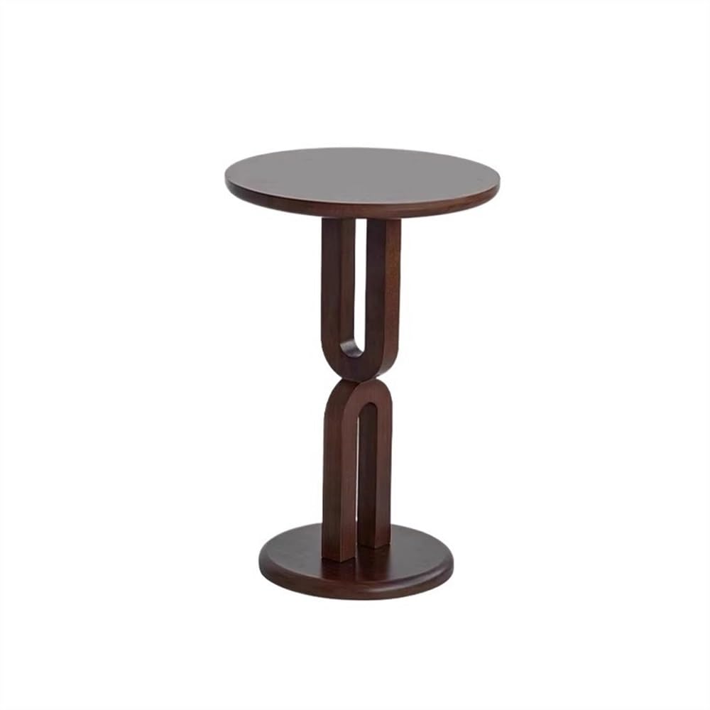 Mini table ronde en bois massif bout de canapé marron et table de chevet pour chambre