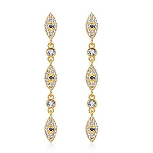 Pendentif long en argent 925 véritable et cristaux blancs de haute joaillerie pour femme