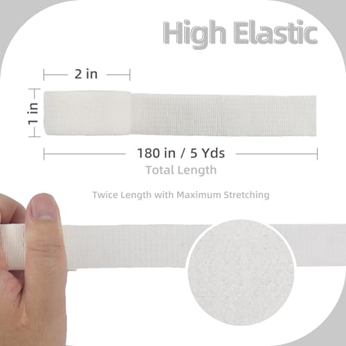 12-Pack Self Adhesive Bandage Wrap 1Inch x 5 Yards, Elastic Athletic Tape, Tattoo Grip Tape, Non Woven Medical Tape for First Aid, Sports, Wrist, Ankle, Vet Wrap for Pets (White)